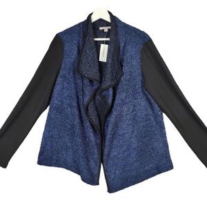 ROZ & ALI Wool Blend Cardigan Women Size M Open Front Waterfall Knit Fall NEW